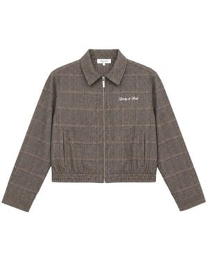 Sporty & Rich Gyl Check-Pattern Zip-Up Jacket - Brown