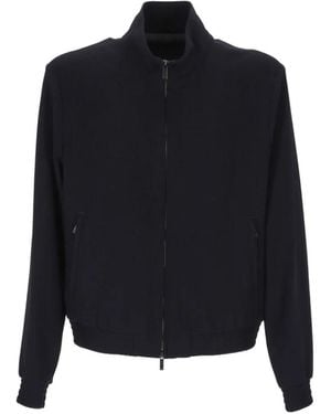Emporio Armani Zip-Up Ribbed-Trim Jacket - Black