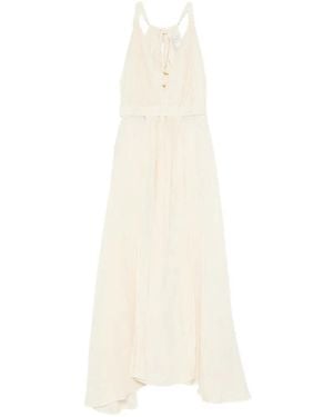 120% Lino Linen Halterneck Dress - White