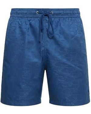 Paul & Shark Logo-Jacquard Swim Shorts - Blue