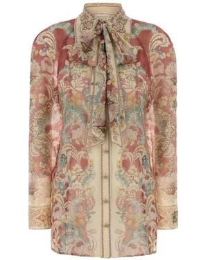 Zimmermann Oberteil Mit Schleifenkragen - Natur