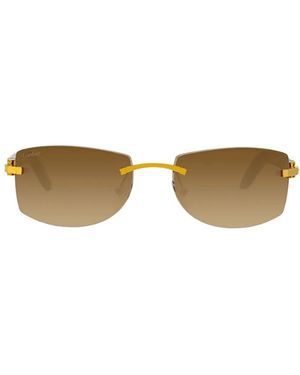 Cartier Rectangle-Frame Sunglasses - Brown
