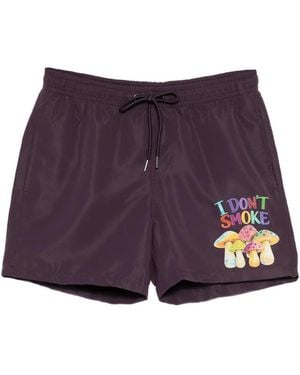 Melt Print Drawstring Shorts - Purple