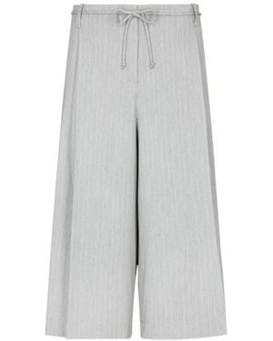 Gaelle Paris Pinstripe-Pattern Drawstring-Waist Shorts - Grey