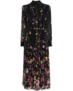 Nissa Floral-Print Midi Dress - Black