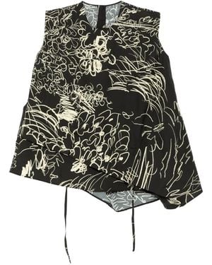 JNBY Waist-Defining Floral Top - Black