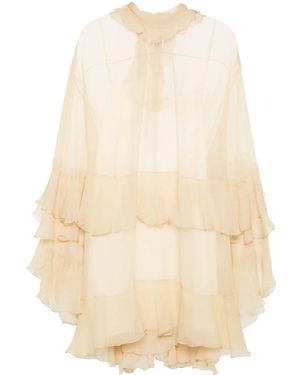 Chloé Ruffled Silk Mini Dress - Natural