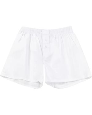 Handvaerk Elasticated-Waist Button-Fastening Boxer Shorts - White