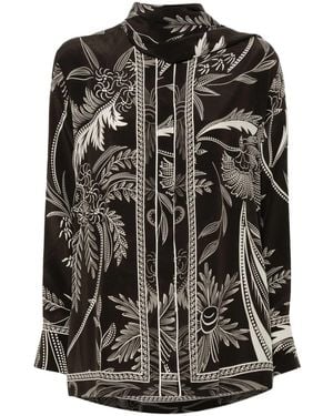 F.R.S For Restless Sleepers Botanical-Print Shirt - Black