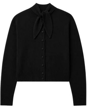 Chinti & Parker Tie-Neck Button-Up Cardigan - Black