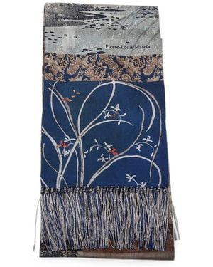Pierre Louis Mascia Mixed-Print Fringed Scarf - Blue