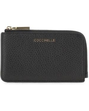 Coccinelle Metallic Soft Tumbled Leather Card Holder - Black