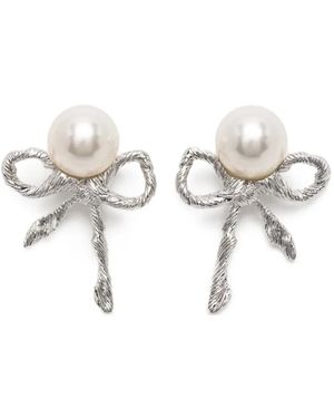 YVMIN Twisted Rope Bow Earrings - White