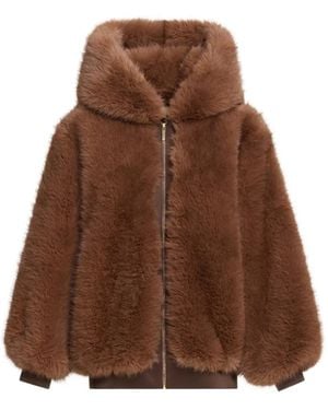 Elie Saab Zip-Up Hooded Jacket - Brown