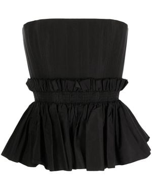 Alex Perry Strapless Peplum Silk Bustier - Black