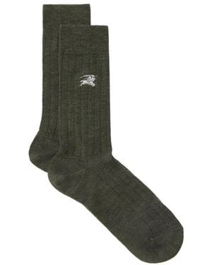 Burberry Embroidered-Logo Socks - Black