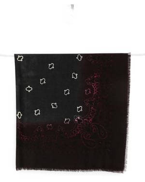 Destin Paisley-Print Frayed Scarf - Black