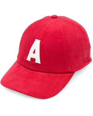 Autry Logo-Patch Corduroy Baseball Cap - Red