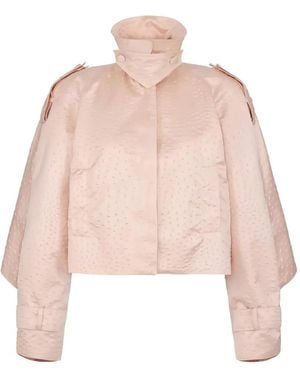 Elisabetta Franchi Ostrich-Print Taffeta Jacket - Pink