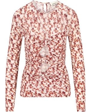 Isabel Marant Floral-Print Tie-Back Top - Pink
