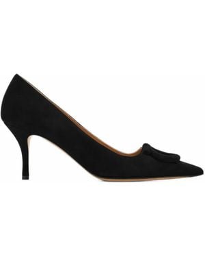 Ferragamo Mid Heel Maxi Gancini Pump - Black