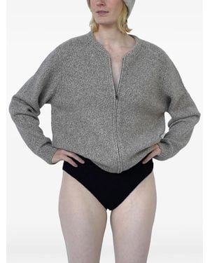 Frenckenberger Zip-Up Marl-Knit Cardigan - Grey