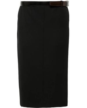 Prada Belted Midi Skirt - Black