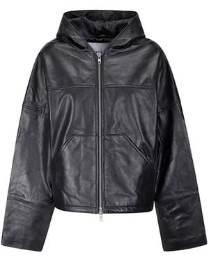 DEADWOOD Hector Lederjacke Mit Kapuze - Schwarz