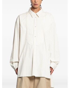 Hed Mayner Pinstriped Bib Shirt - White
