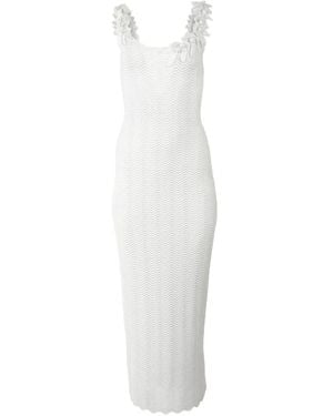 Carolina Herrera Crocheted-Straps Sleeveless Midi Dress - White