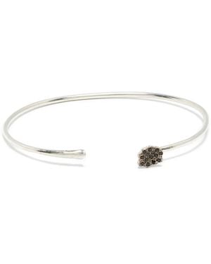 Rosa Maria Pulsera En Plata De Ley Con Diamante Negro - Blanco