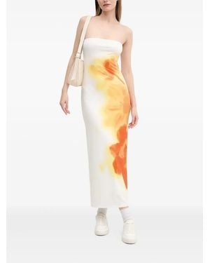 Desigual Flower-Print Strapless Maxi Dress - White
