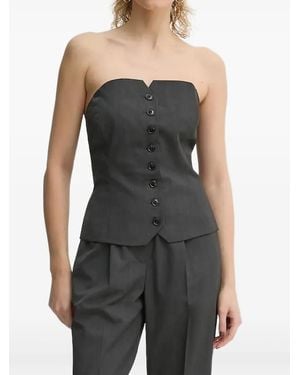 Samsøe & Samsøe Saellen Button-Front Strapless Top - Black
