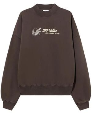 Off-White c/o Virgil Abloh Crocodile Graphic Sweatshirt - Brown