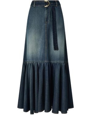 Pinko Ruffled Midi Skirt - Blue