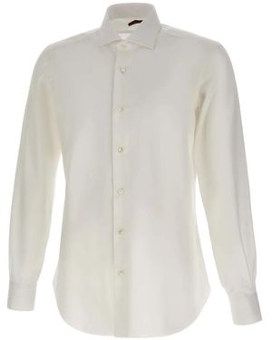 Barba Napoli Classic-Collar Cotton Shirt - White