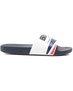 Blauer Logo-Print Slides - White