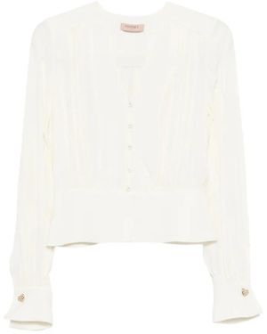 Twinset Pleated Peplum-Waist Shirt - White