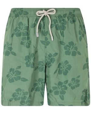 MC2 Saint Barth Lighting Ultralight Hibiscus-Print Swim Shorts - Green