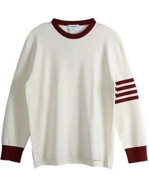 Thom Browne Four-Stripe Crew-Neck Jumper - White