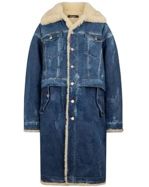 DSquared² Parka Im Layering-Look Mit Shearling - Blau