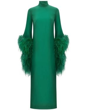 Taller Marmo Del Rio Maxikleid Mit Federbesatz - Grün