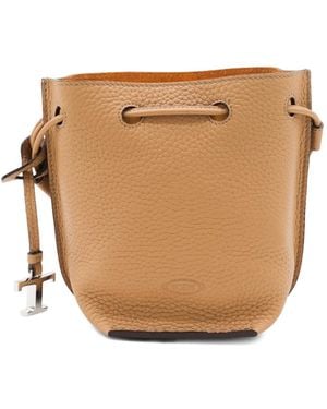Tod's Leather drawstring bucket bag - Neutro