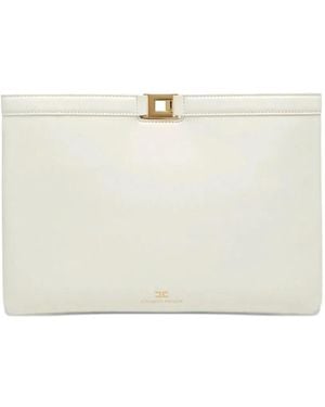 Elisabetta Franchi Rectangle Hardware Clutch Bag - White