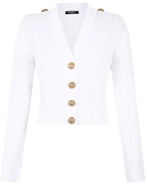 Balmain Ribbed button cardigan - Blanco
