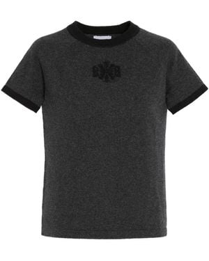 Barrie Embroidered Cashmere T-Shirt - Black