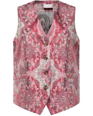 Pierre Louis Mascia Paisley-Print Buttoned Vest - Pink