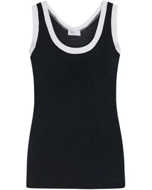 Rosetta Getty Contrast Rib Tank Top - Black
