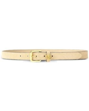 Ralph Lauren Logo-Plaque Leather Belt - Natural
