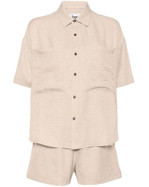 Izzue ドロップショルダーショートパンツ セット - ナチュラル